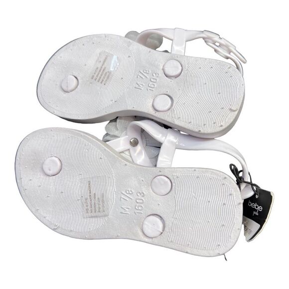 Bebe girls jelly sandals - size 7/8- white Chiffon Flower Girl NWT - Picture 4 of 5